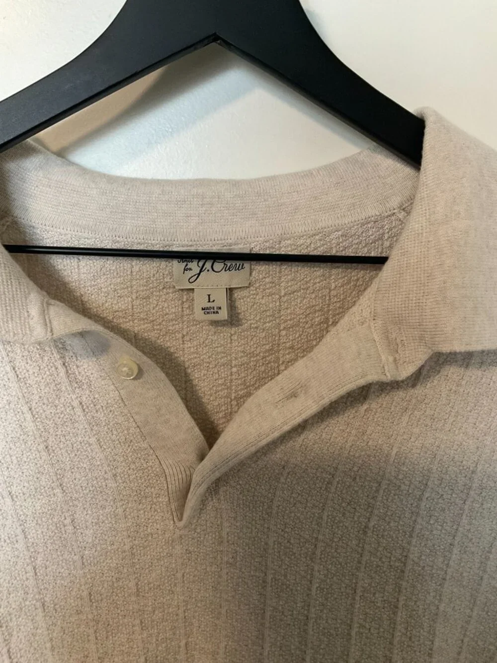 Men's J Crew Texture-stitch cotton-tipped sweater-polo Large